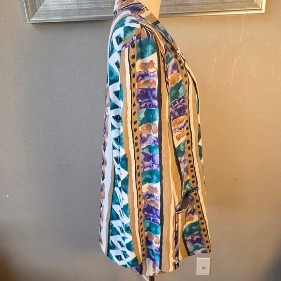 VINTAGE Toni Garment For CC Magic Wild‎ Women's Tribal Office Blazer Sz XL Multi - Picture 5 of 8